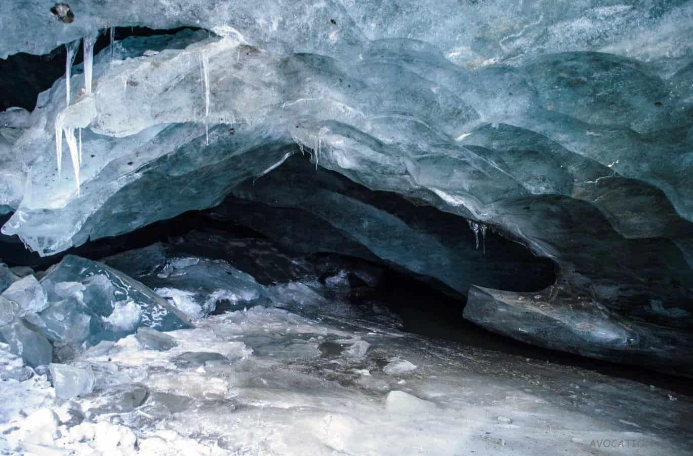 Inside Baspa Glacier snout. Looks so small, but it was too scary and large to even stand here and click. [Lamkhaga pass expedition 2015]